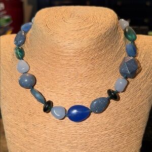 Ingrid Olsen  Blue and Green semi precious Beaded Necklace toggle clasp